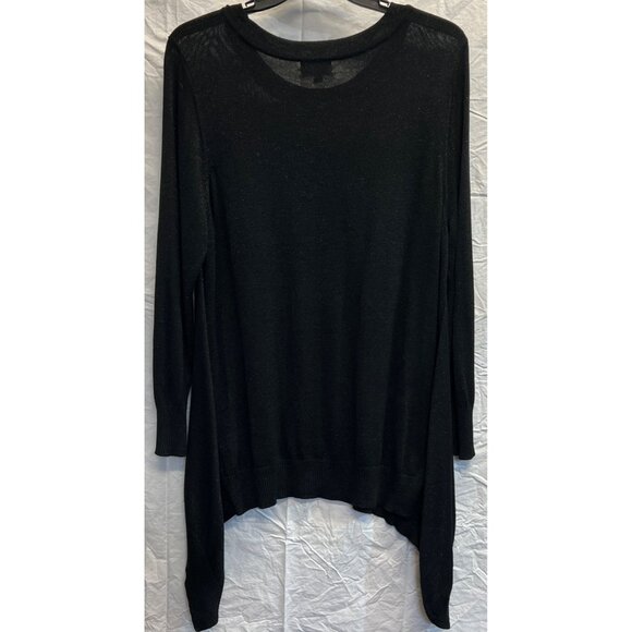 Joseph A. Womens Asymmetric Hem Black Sweater With Gem Neckline 2X - Picture 2 of 4